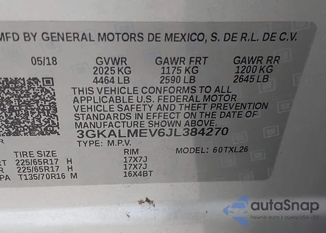 2018 GMC Terrain Sle из США, поврежденный, VIN 3GKALMEV6JL384270